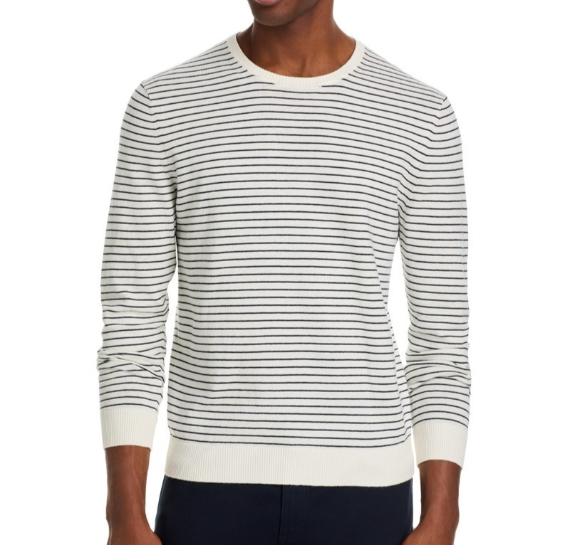 The Men's Store Cotton Cashmere Striped Crewneck Sweater MSRP $108