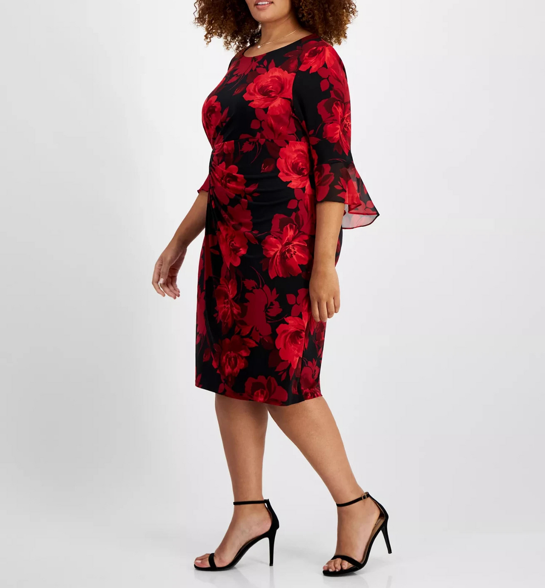 Connected Plus Size Round-Neck 3/4-Sleeve Sheath Dress MSRP $89