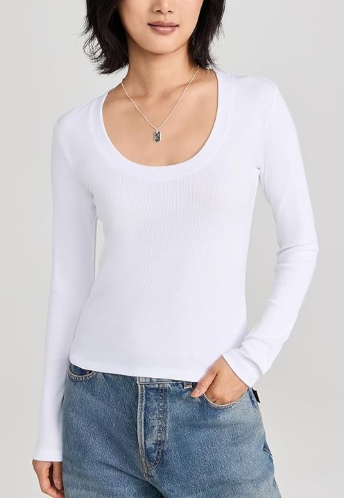 Z SUPPLY Scoop Neck Long Sleeve Ribbed Top MSRP $44