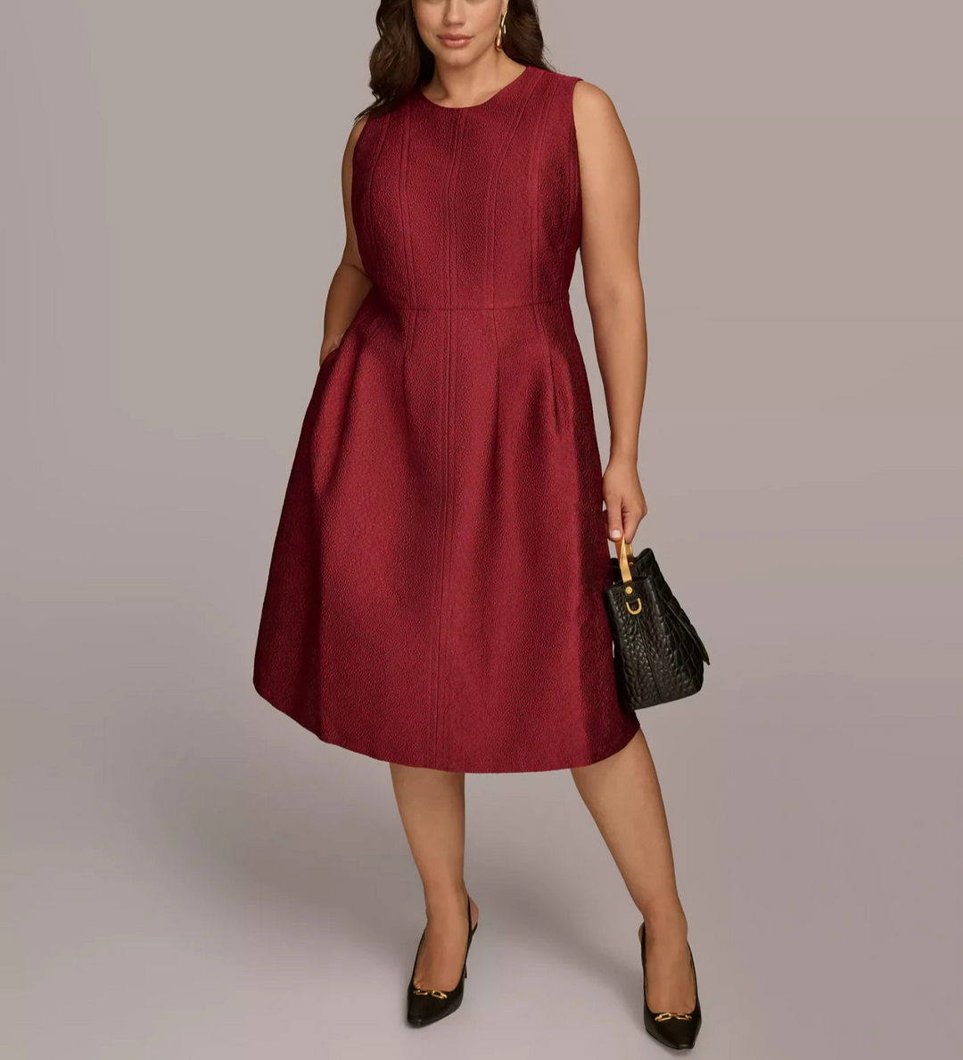 Donna Karan New York Plus Size Jacquard Fit & Flare Dress MSRP $209 N