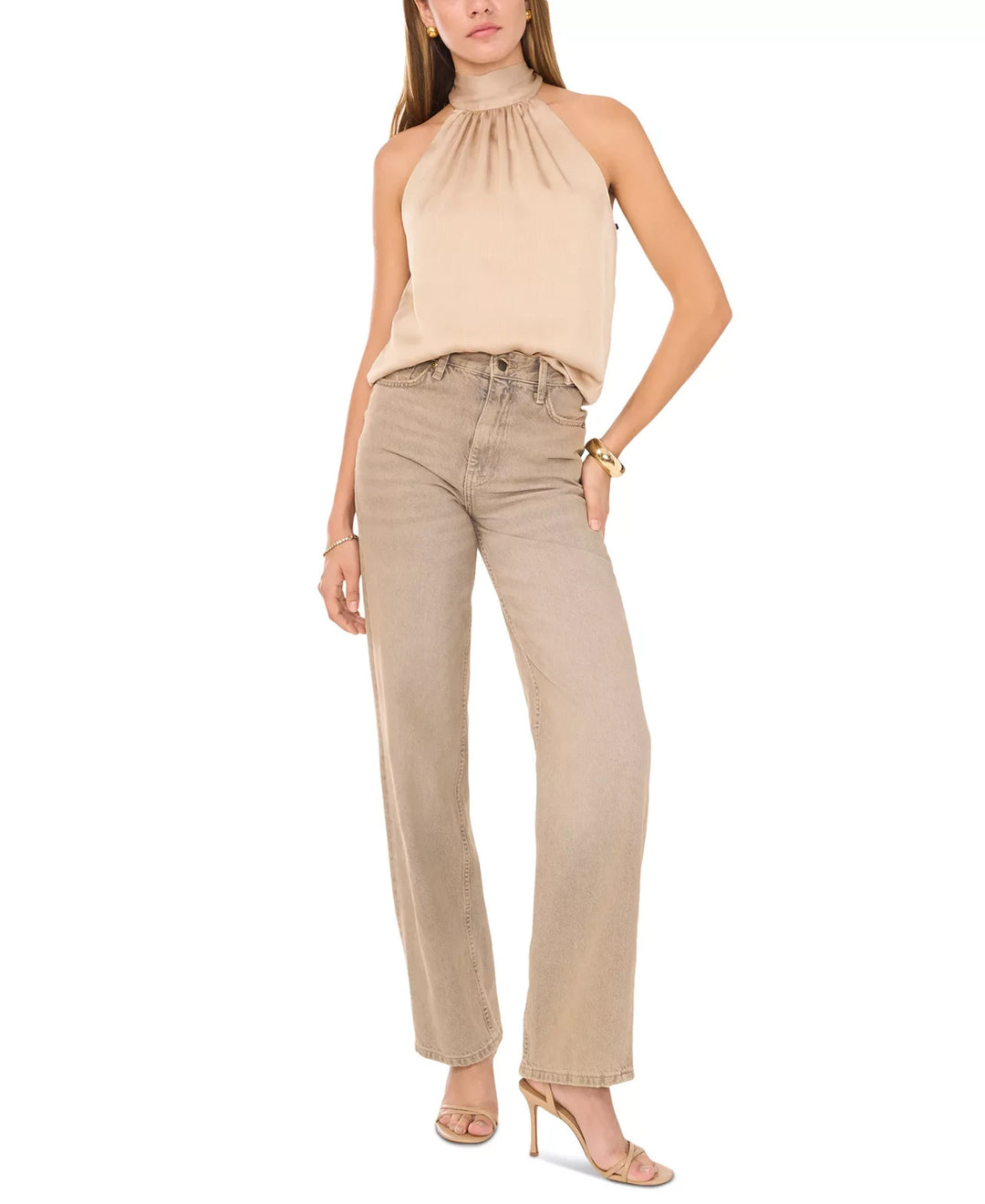 1.STATE Women's Sleeveless Halter Tie-Back Blouse MSRP $69