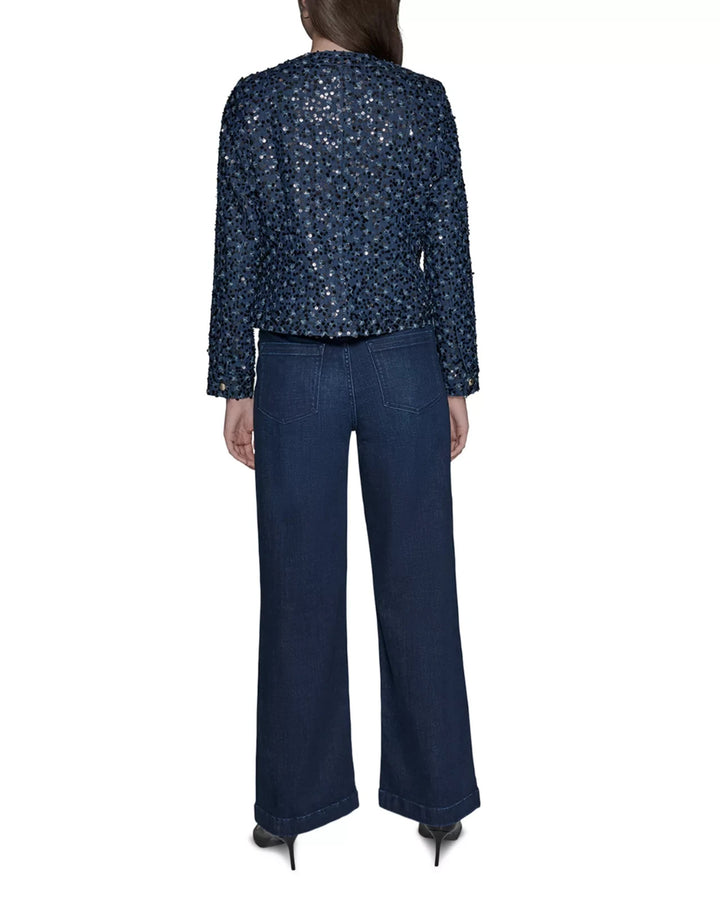 Karl Lagerfeld Paris Collarless Sequin Jacket MSRP $229