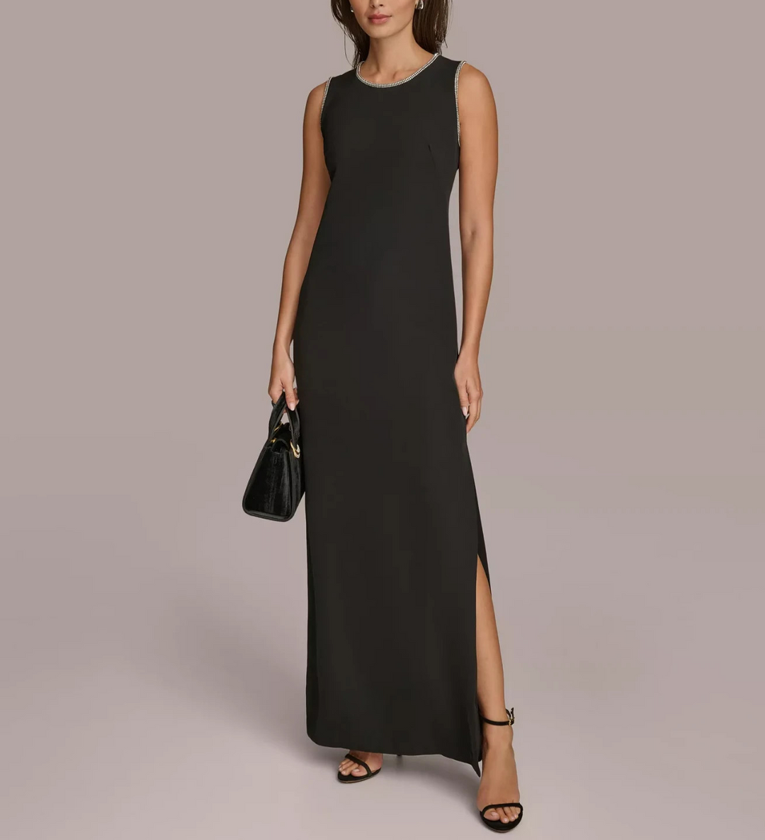 Donna Karan New York Women's Rhinestone Trimmed Gown - Black - Size 6 Donna Karan New York Women's Rhinestone Trimmed Gown - Black - Size 6