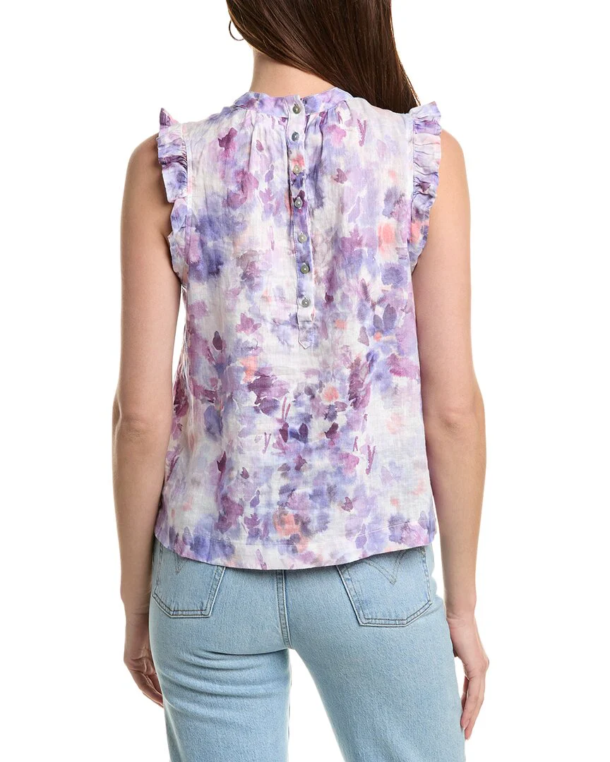 Bella Dahl Mock Neck Ruffle Linen Top MSRP $125