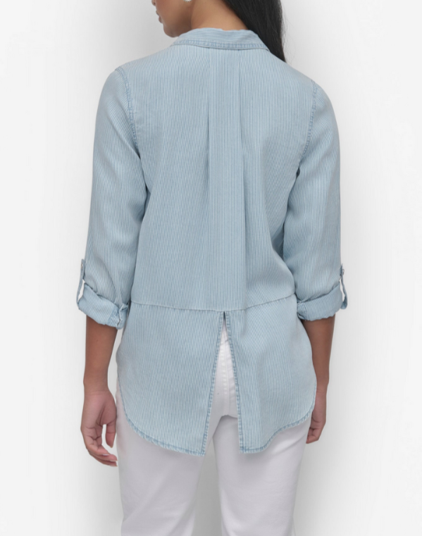 DKNY Jeans Roll-Tab-Sleeve Button-Front Shirt MSRP $79