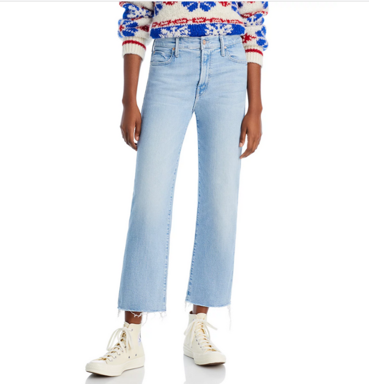 MOTHER The Kick It High Rise Frayed Ankle Jeans MSRP $238