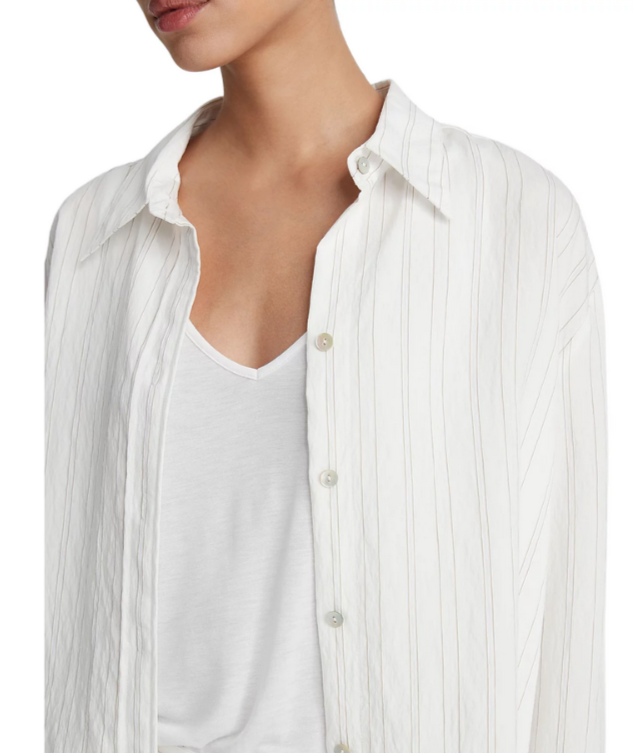 Vince Striped Button Front Shirt MSRP $325