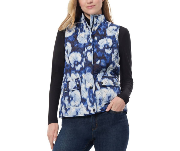 Jones New York Printed Quilted Patch-Pocket Vest MSRP $89