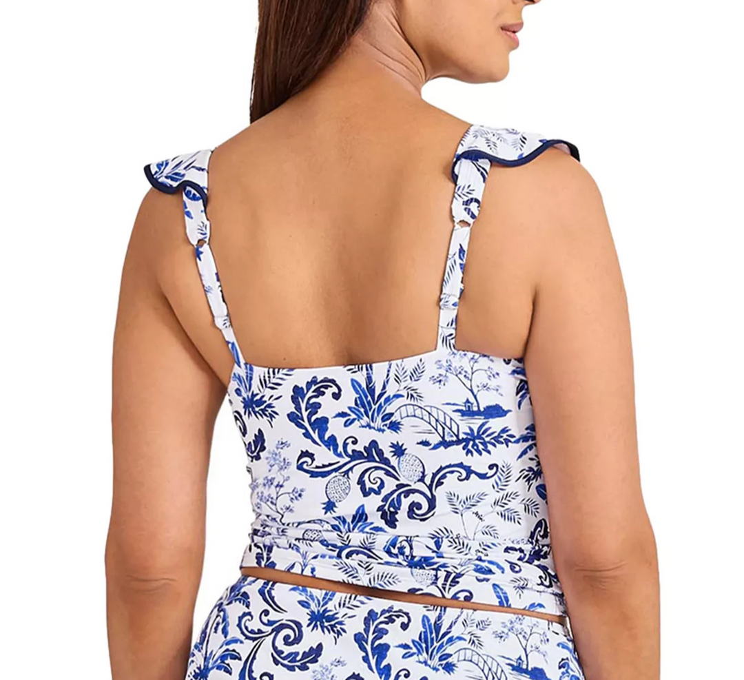 Tommy Bahama Women's Printed Ruffle V-Neck Tankini MSRP $128