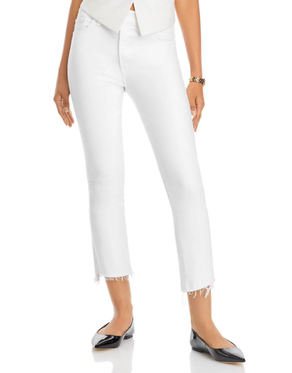 MOTHER The Insider High Rise Crop Step Fray Bootcut Jeans MSRP $218