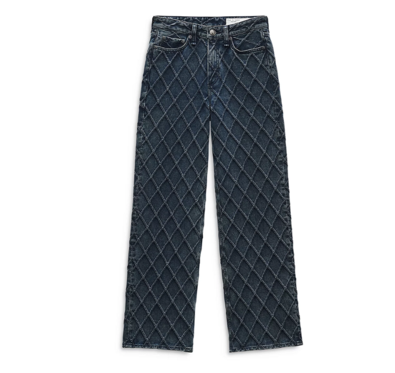 rag & bone Logan Quilted Mid Rise Wide Leg Jeans MSRP $318
