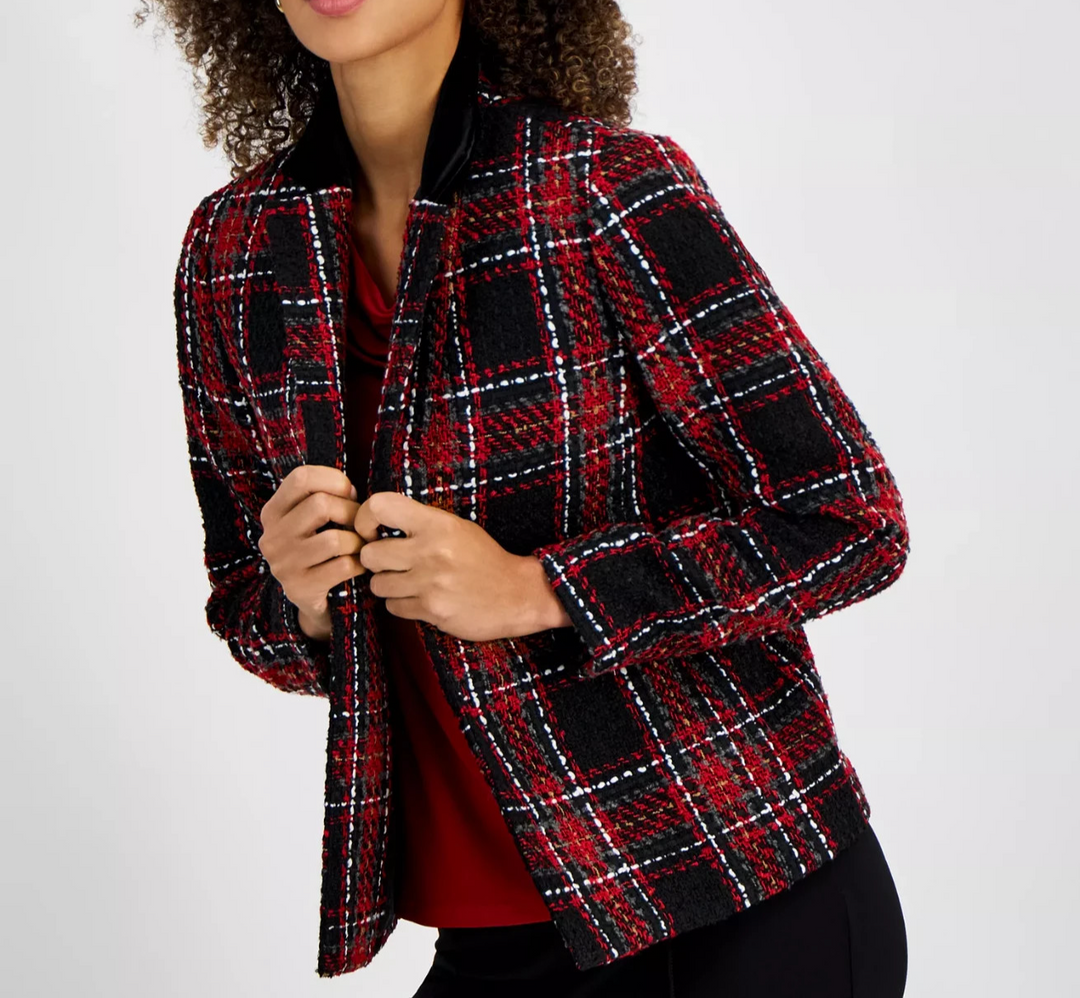 Kasper Women's Plaid Tweed Blazer  MSRP $149