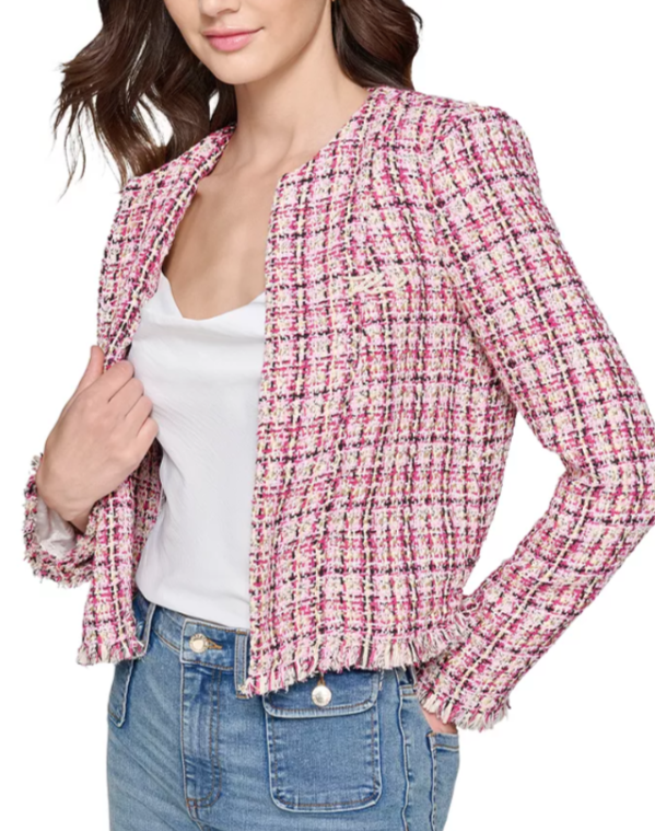 KARL LAGERFELD PARIS Tweed Open Front Jacket MSRP $189