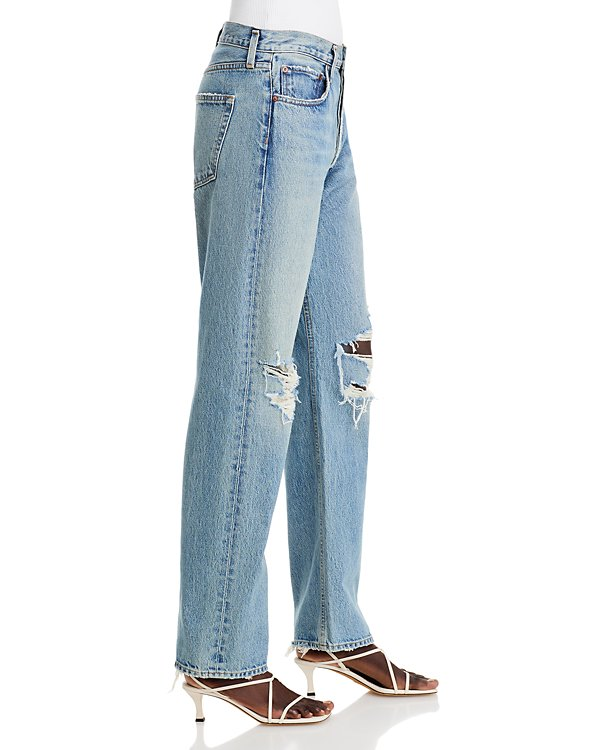 AGOLDE Kelly Distressed High Rise Straight Jeans MSRP $268