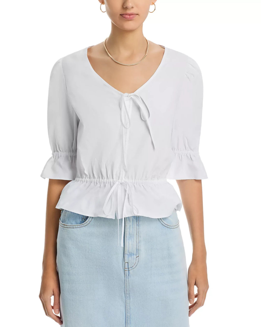 Single Thread Stretch Poplin Elbow Sleeve Top MSRP $68