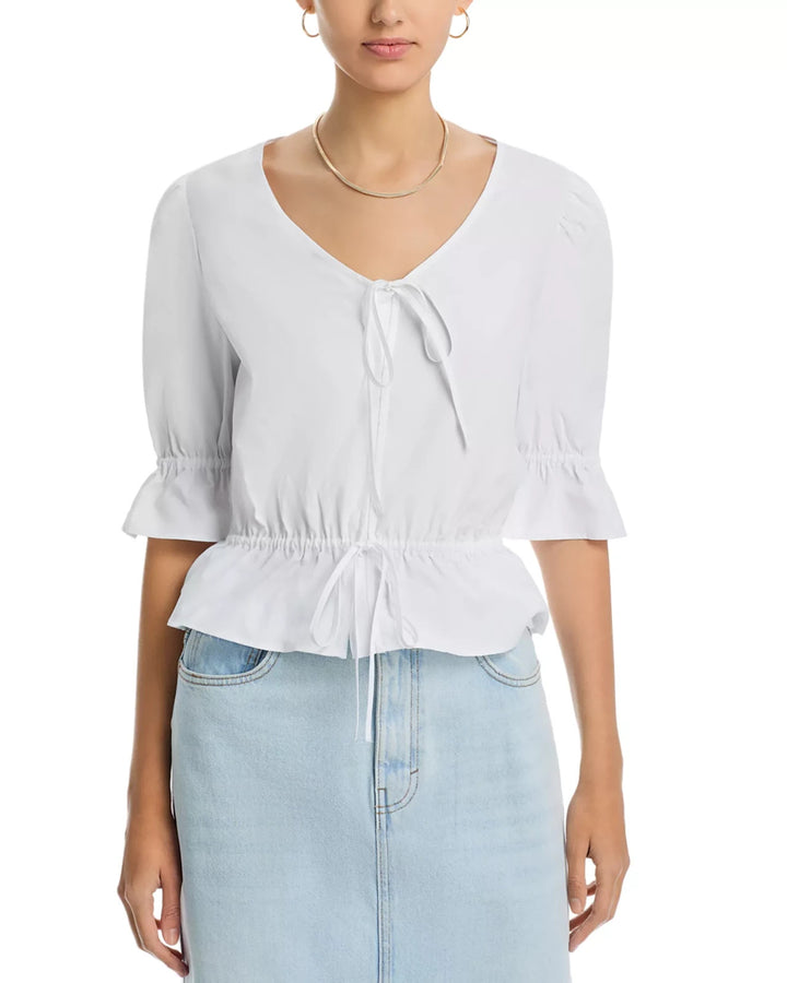 Single Thread Stretch Poplin Elbow Sleeve Top MSRP $68