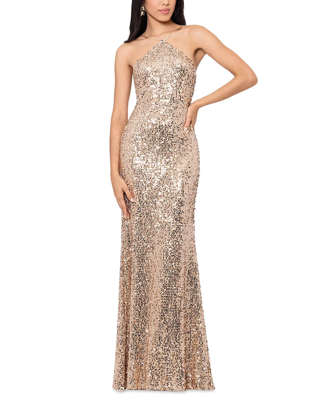AQUA Sequin Cutout Back Gown MSRP $318