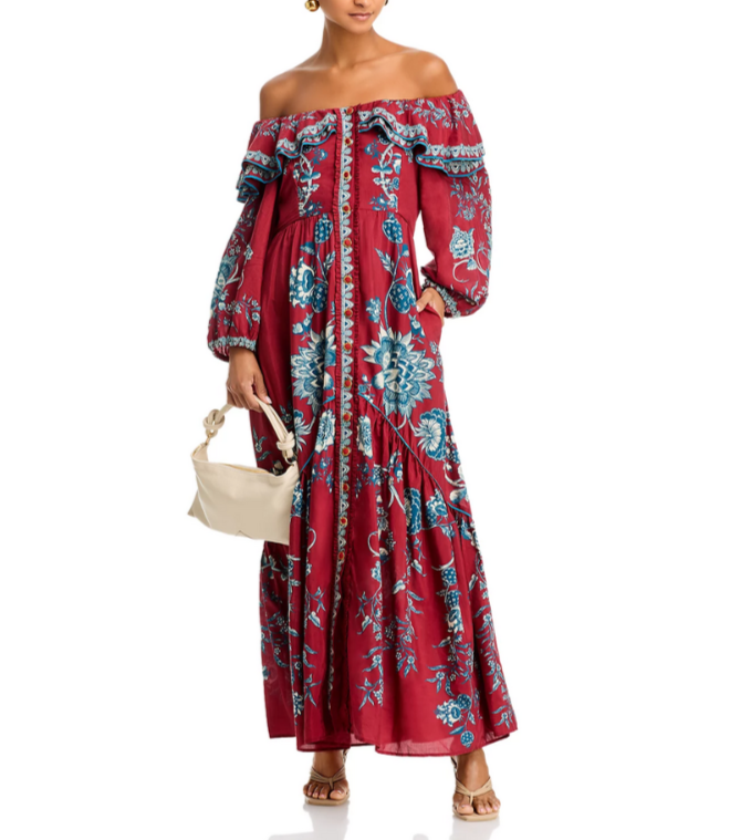 FARM Rio Tropical Landing Off-the-Shoulder Dress MSRP $330