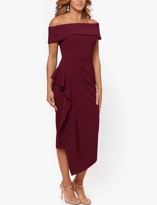 Betsy & Adam Off-The-Shoulder Ruffle Dress MSRP $239