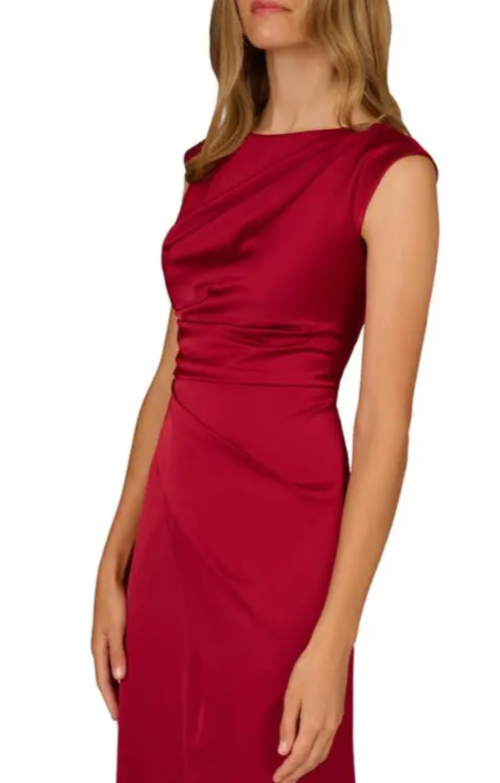 Aidan Mattox Draped Satin Dress MSRP $295