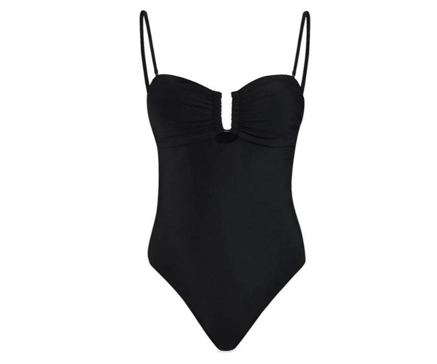 L'AGENCE Emilia Solid Bandeau V Wire One Piece Swimsuit MSRP $235
