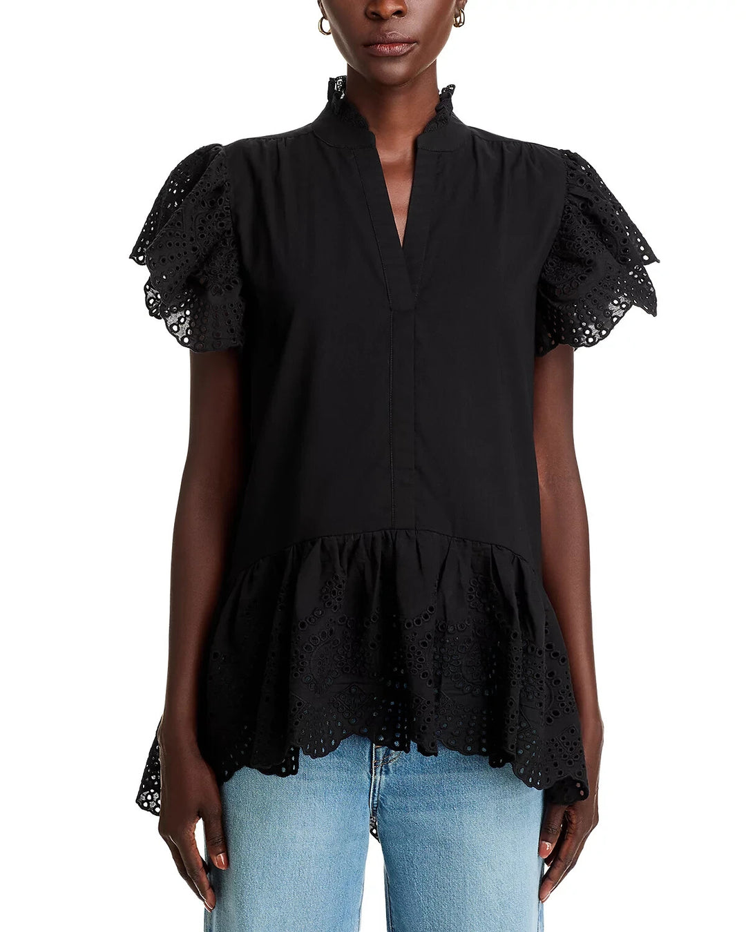 KOKO + MASON Cotton Eyelet Top MSRP $78