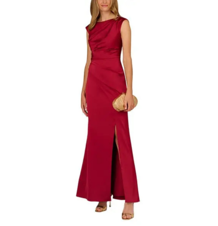 Aidan Mattox Draped Satin Dress MSRP $295