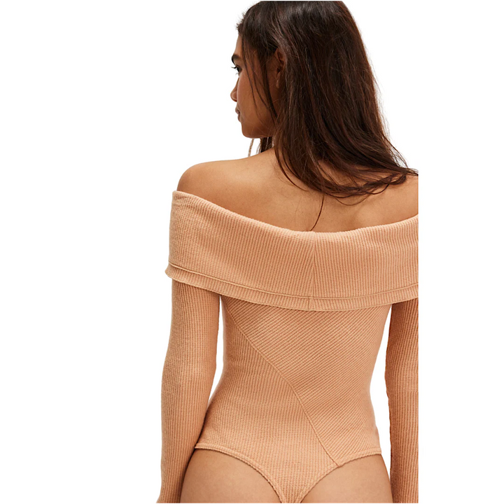 Autumn Cozy Off the Shoulder Waffle Stitch Bodysuit MSRP $58