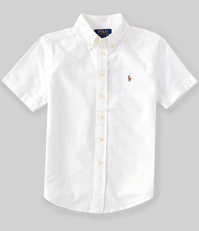 Polo Ralph Lauren Big Boys Short Sleeve Cotton Oxford Button Down Shirt MSRP $49