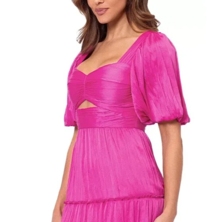 AQUA Pleated Cutout A Line Dress MSRP $308