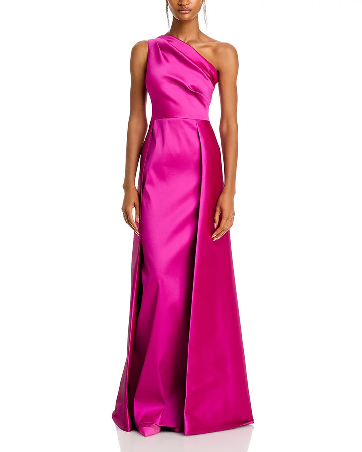 Teri Jon by Rickie Freeman Crepe One Shoulder Gown MSRP $1080