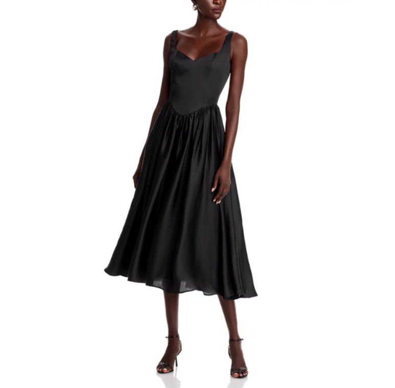 AQUA Satin Organza Midi Dress MSRP $118