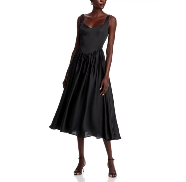 AQUA Satin Organza Midi Dress MSRP $118