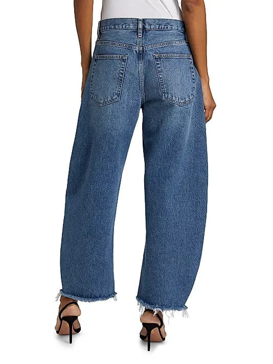 FRAME The Bubble High-Rise Barrel Crop Jeans MSRP $298
