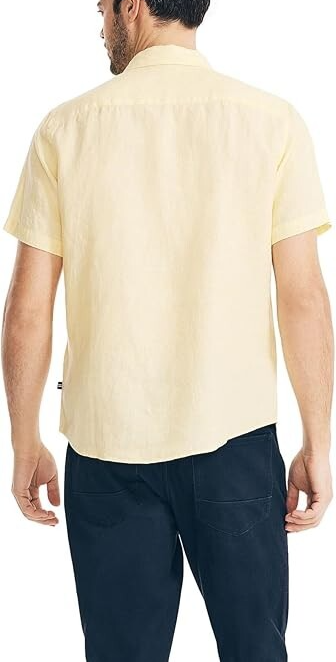 Nautica Men's Sustainably Crafted Linen Short-Sleeve Shirt MSRP $79 Size M