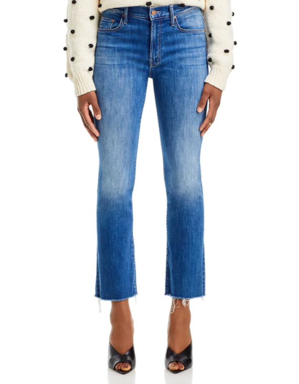 MOTHER The Insider Flood Fray High Rise Ankle Straight Jeans MSRP $248