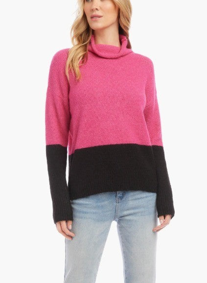 Karen Kane Colorblock Turtleneck Sweater MSRP $99