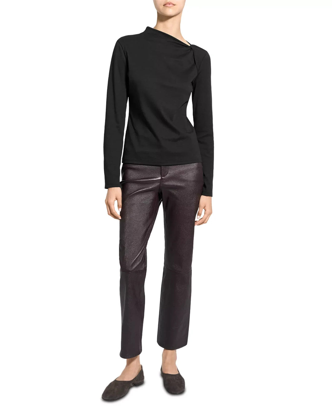 Theory Slash Neck Twist Shoulder Top MSRP $195
