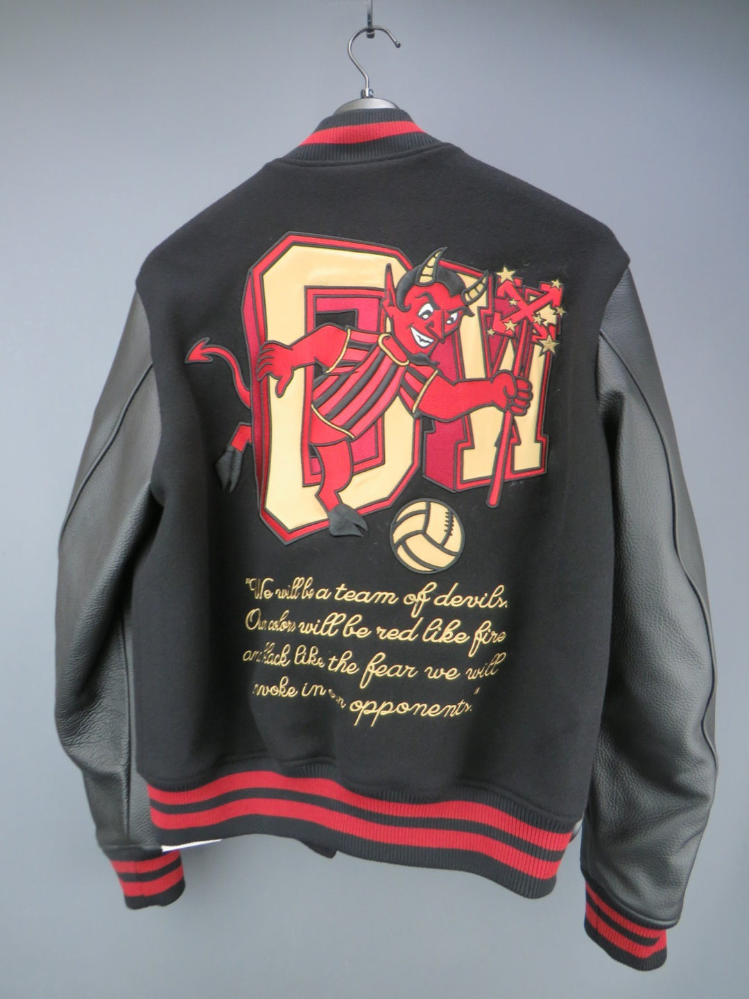 Off-White X Ac Milan 125th Anniversary Embroidered Varsity Jacket MSRP $3500