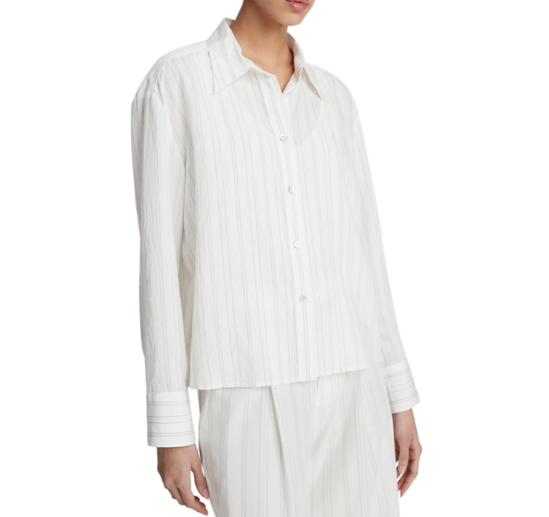 Vince Striped Button Front Shirt MSRP $325
