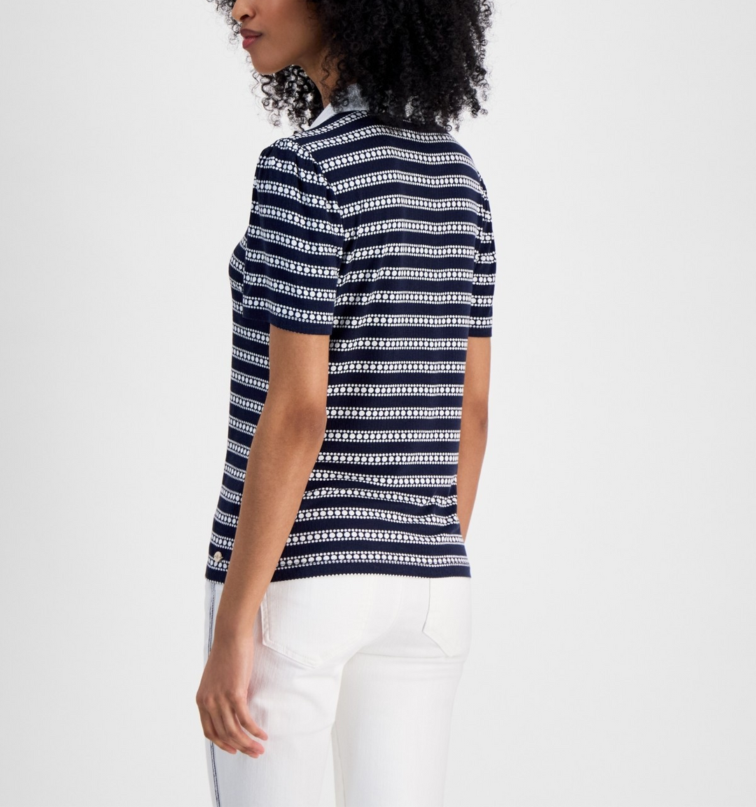 Tommy Hilfiger Women's Dot-Stripe Polo Shirt MSRP $69.5