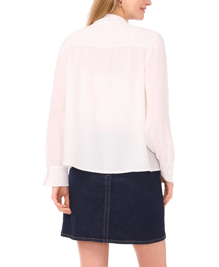 Vince Camuto Front Tie And Pintuck Long-Sleeve Top MSRP $89