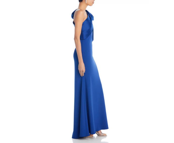 AQUA Long Satin Bow Maxi Dress MSRP $278
