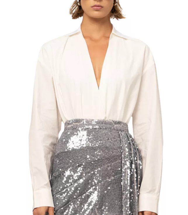 NONCHALANT LABEL Bao Plunge Neck Bodysuit MSRP $391