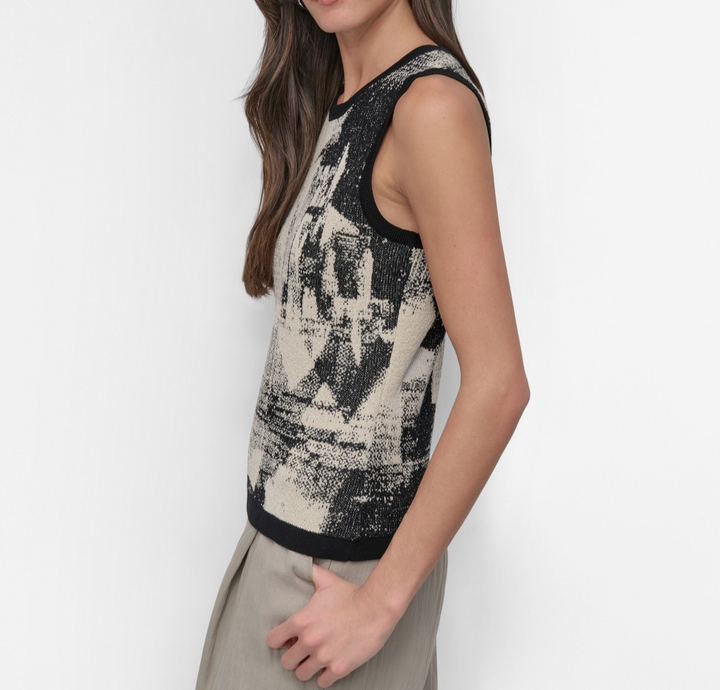 DKNY Women's Boucle Printed Tank Top MSRP $79