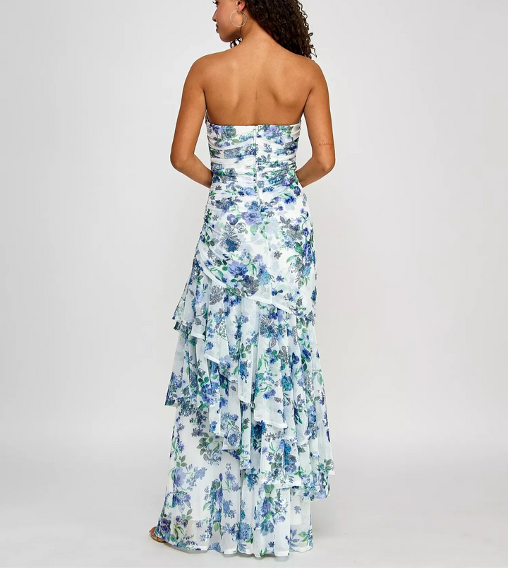 Emerald Sundae Juniors' Sequin Embellished Ruffled Strapless Gown MSRP $199