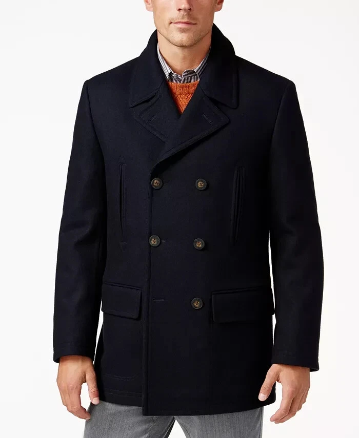 Lauren Ralph Lauren Luke Wool-Blend Classic-Fit Peacoat MSRP $395