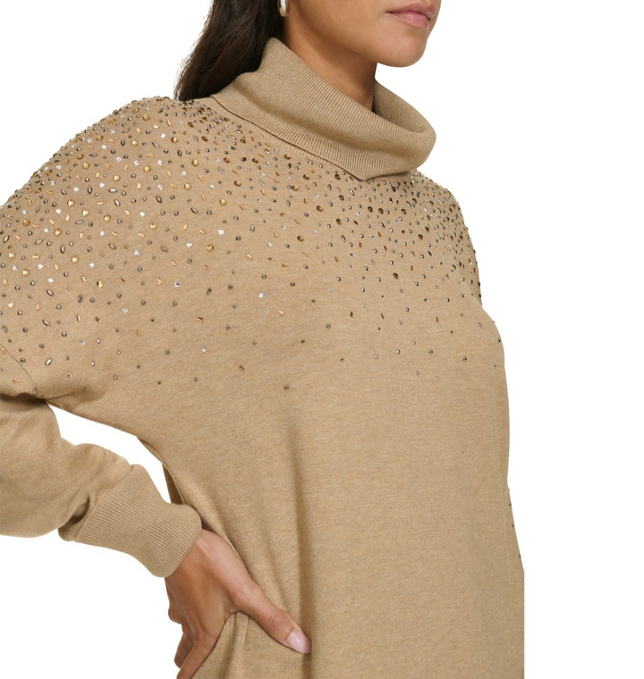 Calvin Klein Women's Embellished Long-Sleeve Sweater Dress MSRP $139