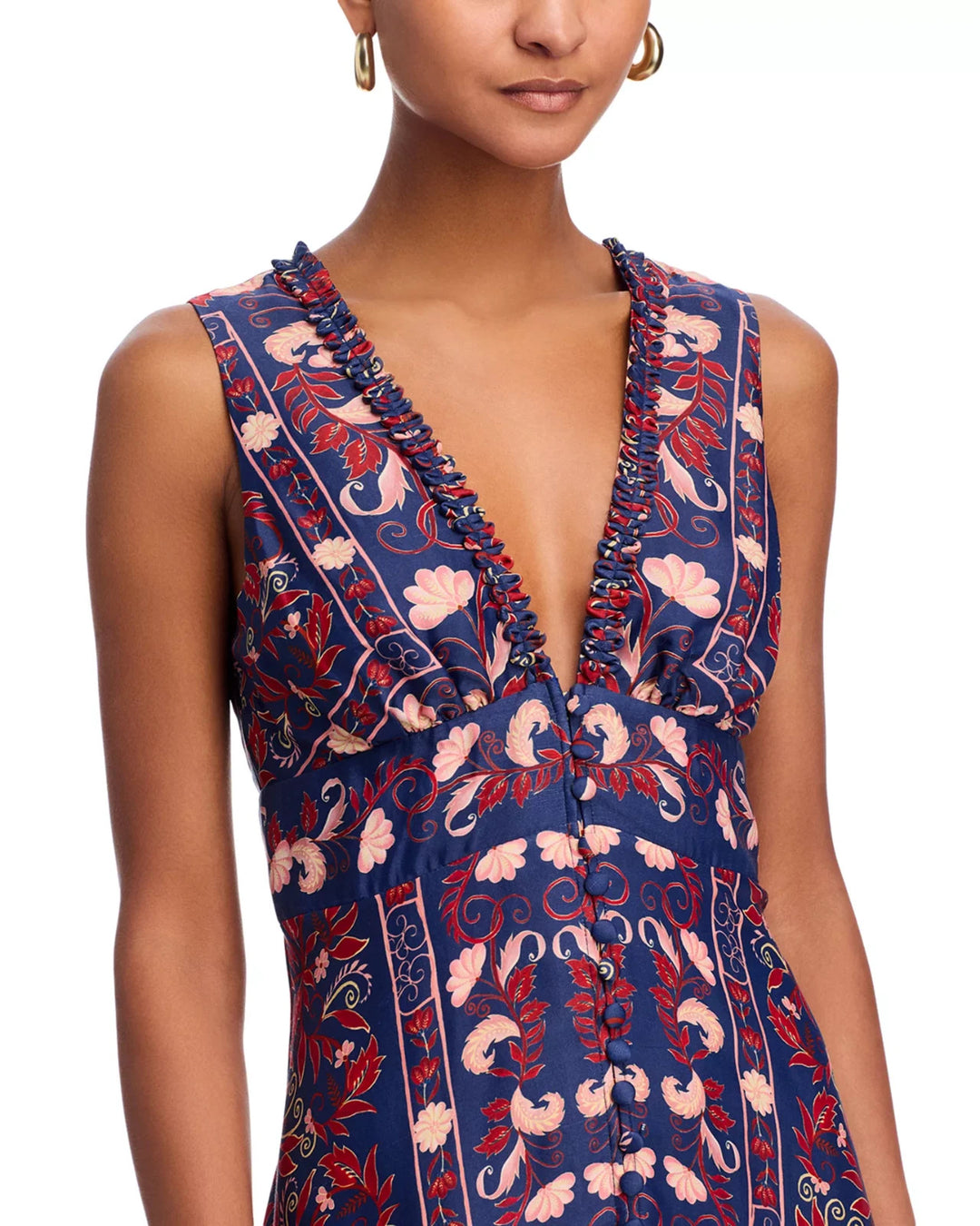 FARM Rio Boho Floral Scarf Midi Dress MSRP $260
