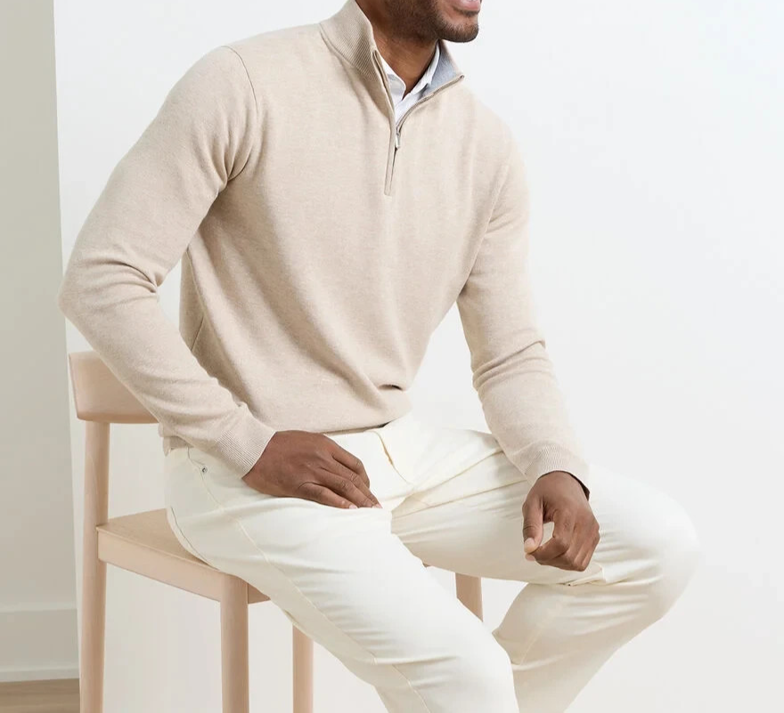 Peter Millar Crown Coolspun Cotton Quarter Zip Sweater MSRP $195